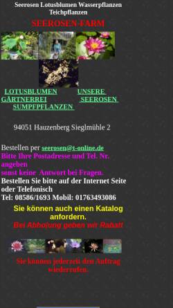 Vorschau der mobilen Webseite www.seerosen.de, Seerosen-Farm Oldehoff