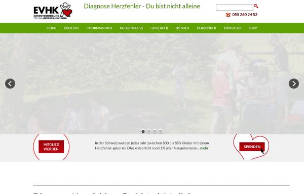 Vorschau von www.evhk.ch, Elternvereinigung herzkranker Kinder