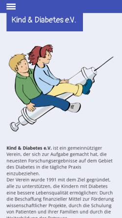 Vorschau der mobilen Webseite www.kindunddiabetes.de, Kind und Diabetes e.V.