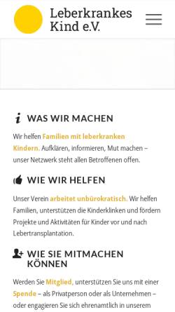 Vorschau der mobilen Webseite leberkrankes-kind.de, Leberkrankes Kind