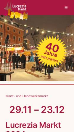 Vorschau der mobilen Webseite www.lucrezia-markt.de, Regensburg Lucrezia Weihnachtsmarkt - Förderkreis der Regensburger Kunsthandwerker e.V.
