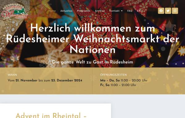 Vorschau von www.w-d-n.de, Rüdesheimer Weihnachtsmarkt der Nationen - WM Weihnachtsmarkt der Nationen GmbH