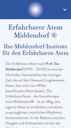 Vorschau der mobilen Webseite www.erfahrbarer-atem.de, Ilse Middendorf Institute