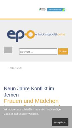 Vorschau der mobilen Webseite www.epo.de, Entwicklungspolitik Online