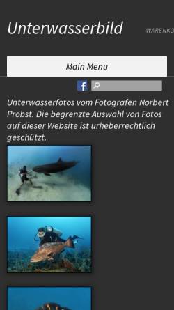Vorschau der mobilen Webseite unterwasserbild.de, Probst, Norbert