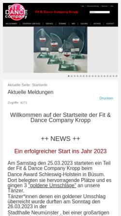 Vorschau der mobilen Webseite www.tanzen-in-kropp.de, Fit & Dance Company Kropp