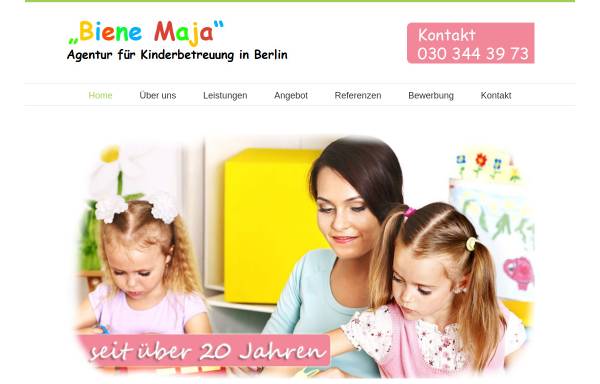 Vorschau von www.babysitteragentur-berlin.de, Biene Maja Babysitteragentur