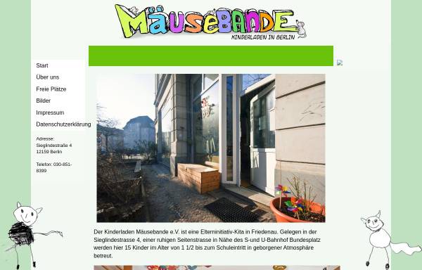Vorschau von www.maeusebande-berlin.de, Kinderladen Maeusebande