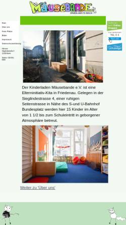 Vorschau der mobilen Webseite www.maeusebande-berlin.de, Kinderladen Maeusebande