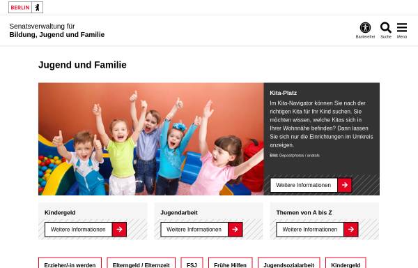Vorschau von www.berlin.de, Kindertagesbetreuung