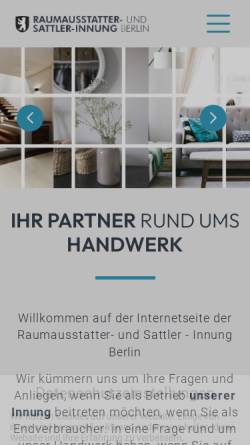 Vorschau der mobilen Webseite www.berliner-innung.de, Berliner Raumausstatter und Sattler Innung