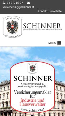 Vorschau der mobilen Webseite www.schinner.at, Schinner Vermögenstreuhand- und Versicherungsberatungs GmbH