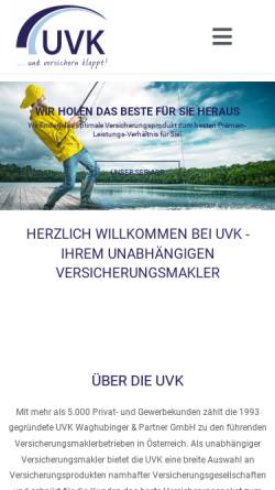 Vorschau der mobilen Webseite uvk.at, UVK Versicherungsmakler Waghubinger & Partner GmbH