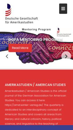 Vorschau der mobilen Webseite www.dgfa.de, Deutsche Gesellschaft für Amerikastudien e.V