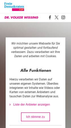 Vorschau der mobilen Webseite www.volker-wissing.de, Wissing, Dr. Volker