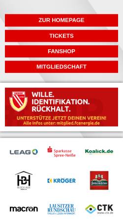 Vorschau der mobilen Webseite www.fcenergie.de, FC Energie Cottbus
