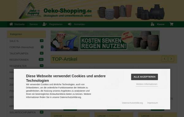 Vorschau von www.oeko-shopping.de, 1A Profi Handels GmbH