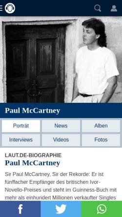 Vorschau der mobilen Webseite www.laut.de, laut.de Paul McCartney