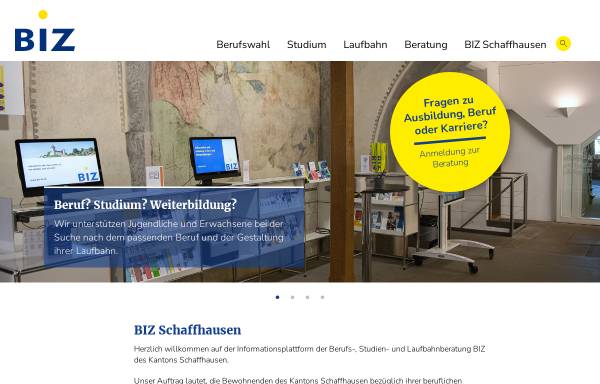 Vorschau von www.biz-sh.ch, Berufsberatung des Kantons Schaffhausen