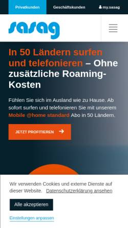 Vorschau der mobilen Webseite www.sasag.ch, Sasag Kabelkommunikations AG, Schaffhauser Kabelnetzversorger