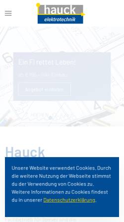 Vorschau der mobilen Webseite www.hauck-elektrotechnik.de, Hauck Elektrotechnik