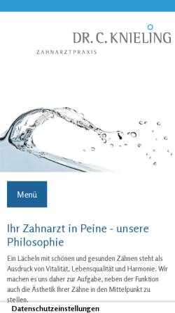 Vorschau der mobilen Webseite www.zahnarzt-in-peine.de, Knieling, Dr. Caroline