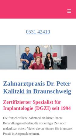 Vorschau der mobilen Webseite www.zahnarzt-dr-kalitzki.de, Kalitzki, Dr. Peter