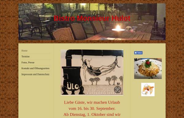 Vorschau von www.hulot.de, Bistro Monsieur Hulot Markus Schmid Dudweiler