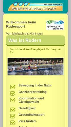 Vorschau der mobilen Webseite rudern-in-stuttgart.de, Faszination Rudern