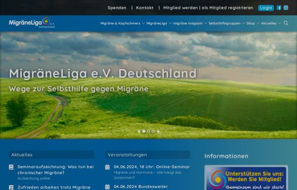 Vorschau von www.migraeneliga.de, Migräne Liga e.V.