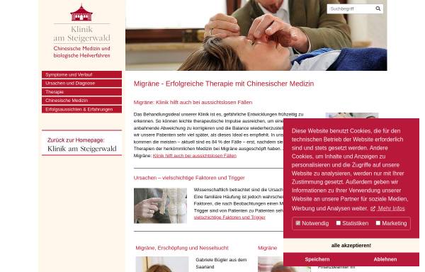 Vorschau von www.migraene-kopfschmerzen-tcmklinik.de, Migräne und TCM