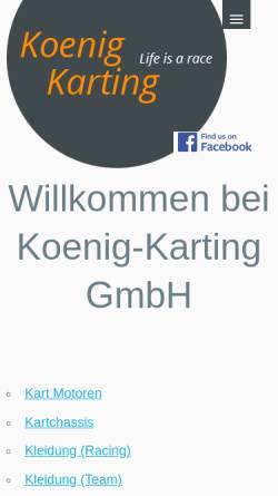 Vorschau der mobilen Webseite www.koenig-karting.ch, Koenig-Karting