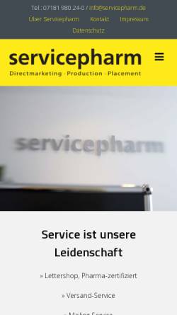 Vorschau der mobilen Webseite www.servicepharm.de, Servicepharm GmbH