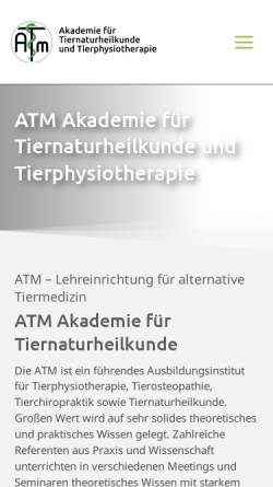 Vorschau der mobilen Webseite www.atm.de, ATM - Akademie für Tiernaturheilkunde und Tierphysiotherapie
