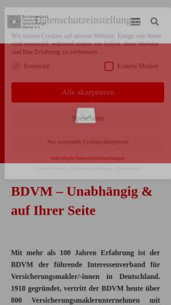Vorschau der mobilen Webseite bdvm.de, Verband Deutscher Versicherungsmakler e.V.