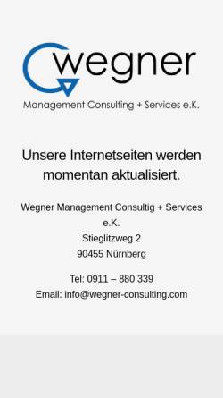 Vorschau der mobilen Webseite www.wegner-consulting.com, Management Consulting + Services e.K.