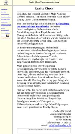 Vorschau der mobilen Webseite www.reality-check.de, Reality Check Unternehmensberatung - Gerhard Schrabal