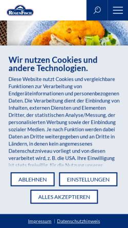Vorschau der mobilen Webseite www.ruegenfisch.de, Neue Rügen Fisch GmbH & Co.
