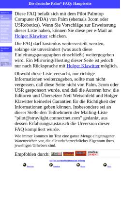 Vorschau der mobilen Webseite www.klawitter.de, Palm FAQ