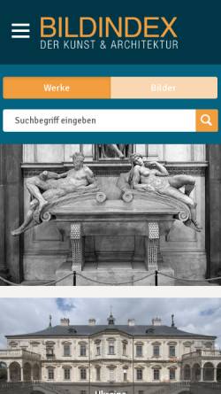 Vorschau der mobilen Webseite www.bildindex.de, Bildarchiv für Kunst und Architektur
