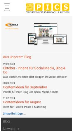 Vorschau der mobilen Webseite www.pics.co.at, P.I.C.S. Gmbh