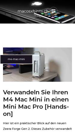 Vorschau der mobilen Webseite www.macosxhints.ch, Mac OS X Hints