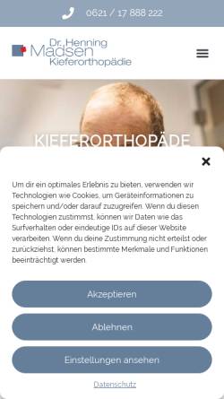 Vorschau der mobilen Webseite www.madsen.de, Dr. Madsen, Kieferorthopäde