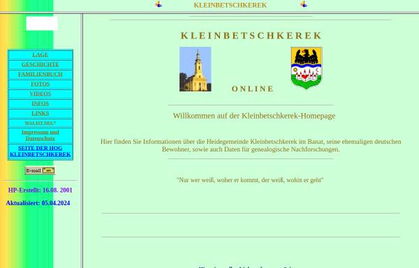 Vorschau von www.kleinbetschkerek.de, Kleinbetschkerek (Siebenbürger Sachsen und Donauschwaben)