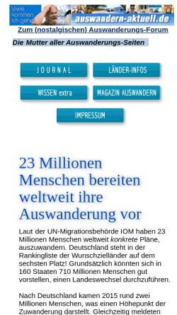 Vorschau der mobilen Webseite www.auswandern-aktuell.de, Reisen & Auswandern