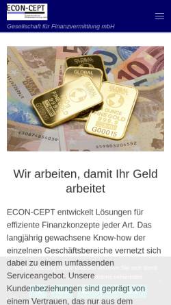 Vorschau der mobilen Webseite www.econ-cept.de, Econ-Cept - Gesellschaft für Finanzvermittlung mbH
