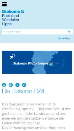 Vorschau der mobilen Webseite www.diakonie-rwl.de, Diakonie Rheinland-Westfalen-Lippe e. V.