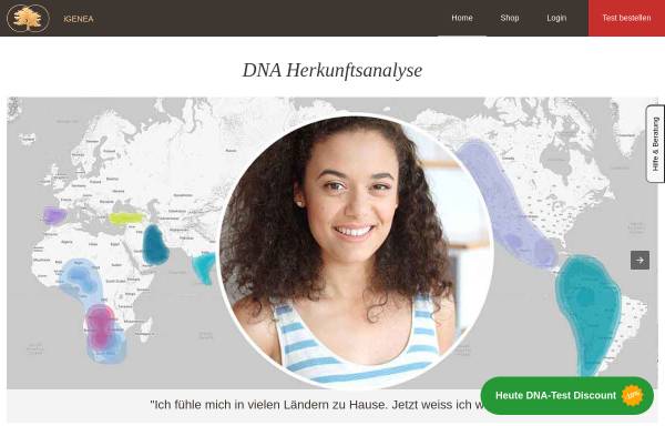 Vorschau von www.igenea.com, iGENEA Gentest.ch GmbH, DNA-Genealogie