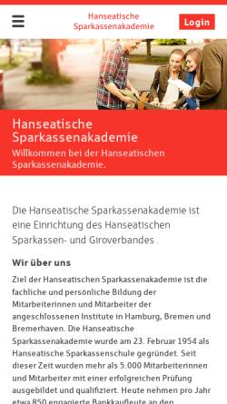 Vorschau der mobilen Webseite www.hansakad.de, Hanseatische Sparkassenakademie