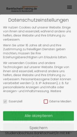 Vorschau der mobilen Webseite bankfachwirttraining.de, Raimund Bähr